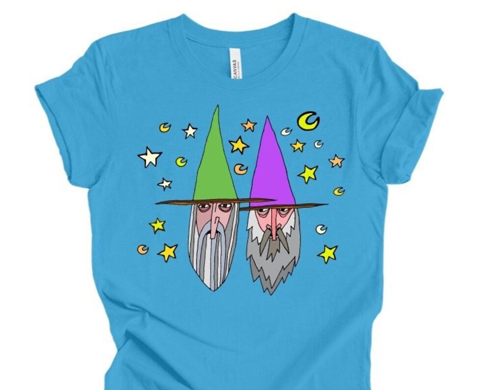 Two Wizards T Shirt DnD Fantasy Dungeons and Dragons inspired graphic design