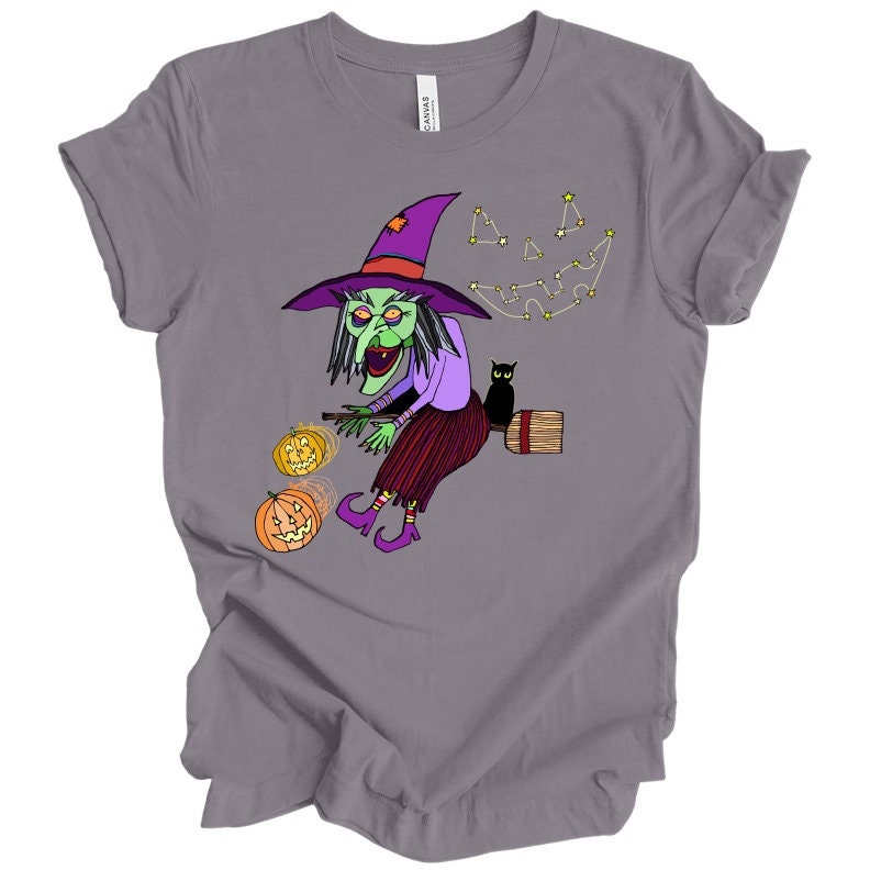 Trixie the Witch and Tetra the Black Cat Halloween T Shirt DnD Fantasy Dungeons and Dragons inspired graphic design