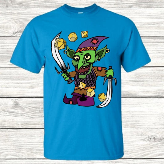 YOUTH Dice Goblin T Shirt DnD Fantasy Dungeons and Dragons inspired graphic design