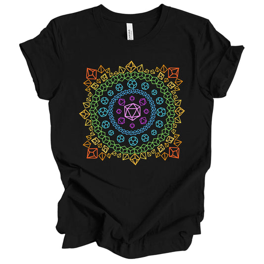 YOUTH SIZE Dice Mandala T Shirt DnD Fantasy Dungeons and Dragons inspired graphic design