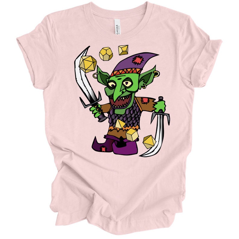 YOUTH Dice Goblin T Shirt DnD Fantasy Dungeons and Dragons inspired graphic design